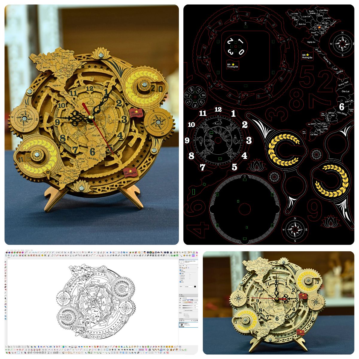 Đồng hồ gỗ cơ học bánh răng